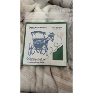 Charles Craft Aida Cross Stitch Fabric 12" x 18" - 14 Count -green 80s Retro